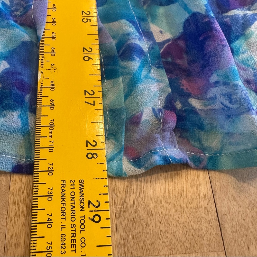 Artistic Blue and Purple Blouse with Watercolor Design